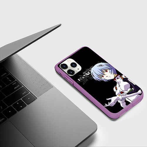 Чехол iPhone 11 Pro матовый АЯНАМИ РЕЙ ЕВА-00 ЕВАНГЕЛИОН / 3D-Фиолетовый – фото 3