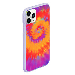 Чехол iPhone 11 Pro матовый Тай дай в радуге, цвет: 3D-светло-сиреневый — фото 2