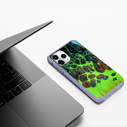 Чехол iPhone 11 Pro матовый Неоновый песок и камни - Зелёный, цвет: 3D-светло-сиреневый — фото 2