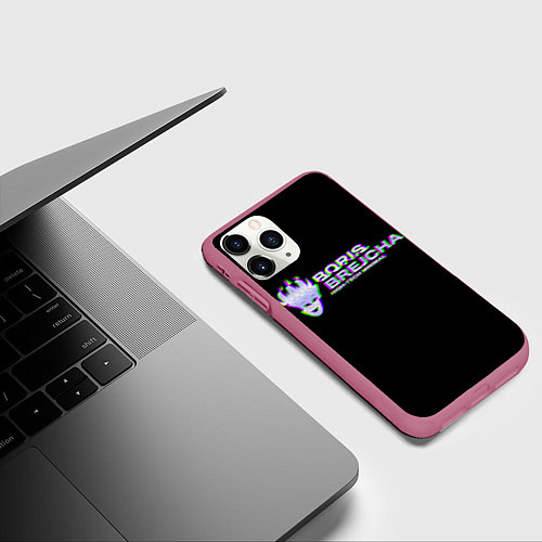Чехол iPhone 11 Pro матовый Borij Brejcha Glitch / 3D-Малиновый – фото 3