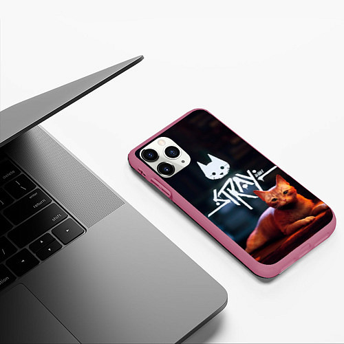 Чехол iPhone 11 Pro матовый Stray бродячий кот / 3D-Малиновый – фото 3