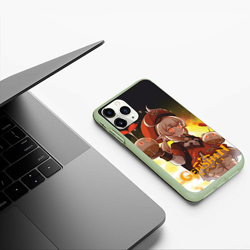 Чехол iPhone 11 Pro матовый Девочка Кли с талантом пиротехника / 3D-Салатовый – фото 3
