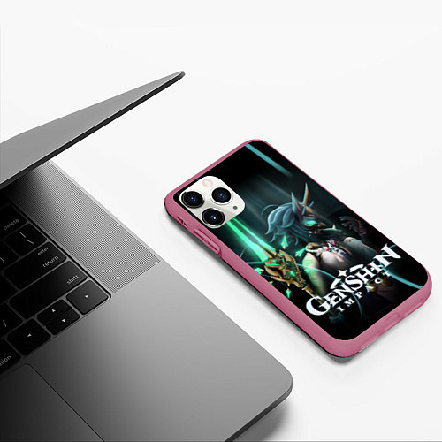 Чехол iPhone 11 Pro матовый Сяо-маска Якса / 3D-Малиновый – фото 3
