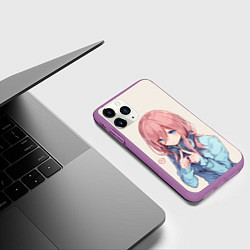 Чехол iPhone 11 Pro матовый Недовольная Мику, цвет: 3D-фиолетовый — фото 2