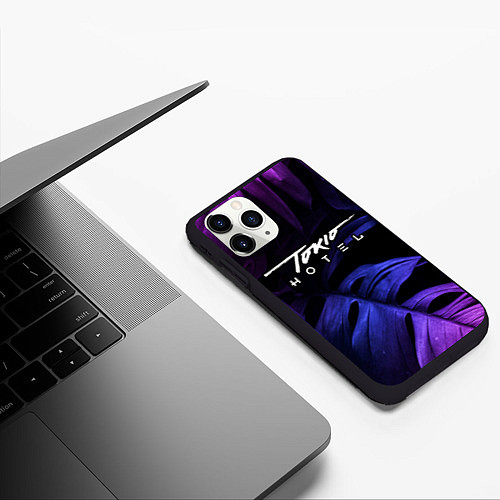 Чехол iPhone 11 Pro матовый Tokio Hotel Neon Monstera / 3D-Черный – фото 3