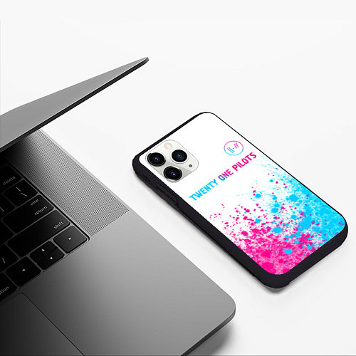 Чехол iPhone 11 Pro матовый Twenty One Pilots Neon Gradient / 3D-Черный – фото 3