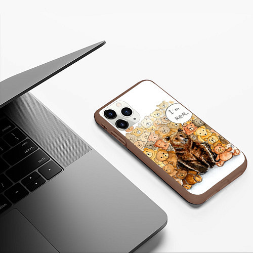 Чехол iPhone 11 Pro матовый Мишка im real / 3D-Коричневый – фото 3