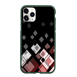 Чехол iPhone 11 Pro матовый Geometric pattern черно-коричневый узор Ромбы, цвет: 3D-темно-зеленый