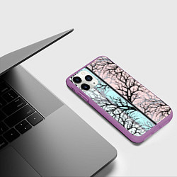 Чехол iPhone 11 Pro матовый Абстрактный узор tree branches, цвет: 3D-фиолетовый — фото 2