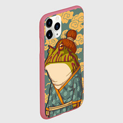 Чехол iPhone 11 Pro матовый Японская лягушка, цвет: 3D-малиновый — фото 2