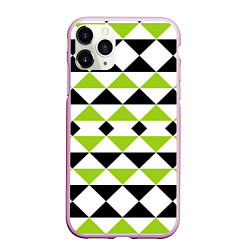 Чехол iPhone 11 Pro матовый Geometric shapes triangles треугольники, цвет: 3D-розовый