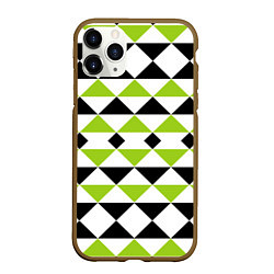 Чехол iPhone 11 Pro матовый Geometric shapes triangles треугольники, цвет: 3D-коричневый