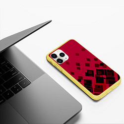 Чехол iPhone 11 Pro матовый Геометрический узор в красно-черных тонах, цвет: 3D-желтый — фото 2