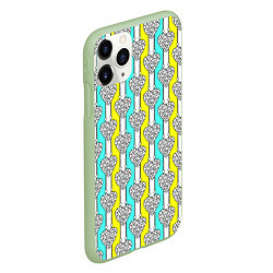 Чехол iPhone 11 Pro матовый Striped multicolored pattern with hearts, цвет: 3D-салатовый — фото 2