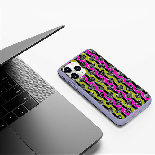 Чехол iPhone 11 Pro матовый Striped multicolored pattern Сердце / 3D-Светло-сиреневый – фото 3