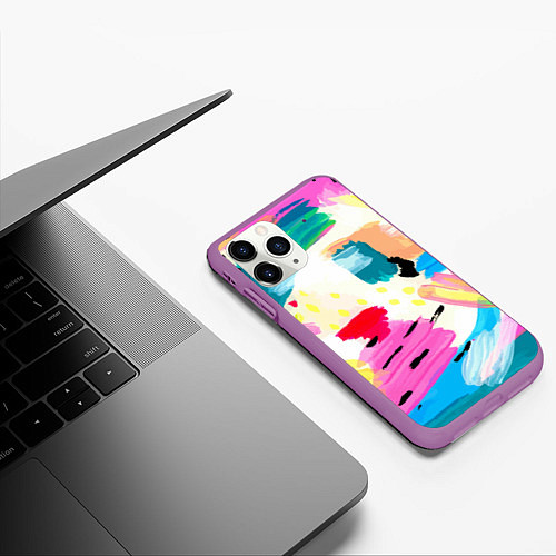 Чехол iPhone 11 Pro матовый Всплески красок Лето / 3D-Фиолетовый – фото 3