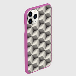 Чехол iPhone 11 Pro матовый 3D Куб Оптическая иллюзия 3D Cube, цвет: 3D-фиолетовый — фото 2