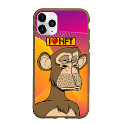 Чехол iPhone 11 Pro матовый Ape coin i love NFT, цвет: 3D-коричневый