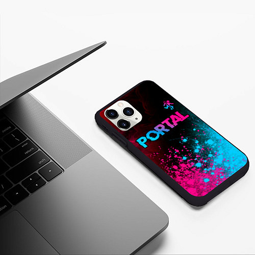 Чехол iPhone 11 Pro матовый Portal Neon Gradient / 3D-Черный – фото 3