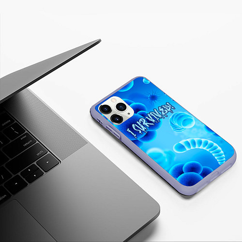 Чехол iPhone 11 Pro матовый Я выжил! Blue / 3D-Светло-сиреневый – фото 3
