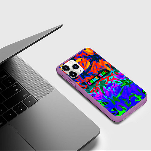 Чехол iPhone 11 Pro матовый Game time Абстрактный пятнистый узор / 3D-Фиолетовый – фото 3
