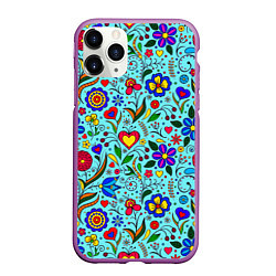 Чехол iPhone 11 Pro матовый FLOWER PALETTE, цвет: 3D-фиолетовый