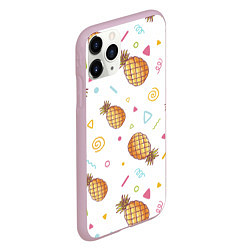 Чехол iPhone 11 Pro матовый Геометрические Фигуры и Ананасы, цвет: 3D-розовый — фото 2