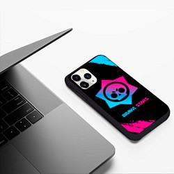 Чехол iPhone 11 Pro матовый Brawl Stars Neon Gradient, цвет: 3D-черный — фото 2