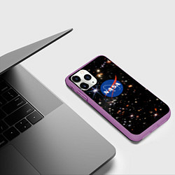 Чехол iPhone 11 Pro матовый Самое четкое изображение ранней Вселенной NASA Лог, цвет: 3D-фиолетовый — фото 2