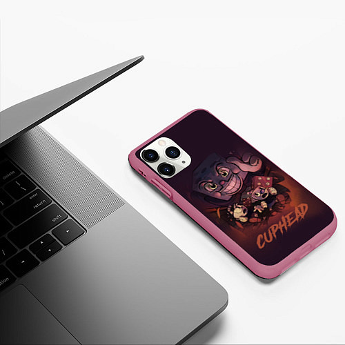 Чехол iPhone 11 Pro матовый Cuphead - Король кости / 3D-Малиновый – фото 3