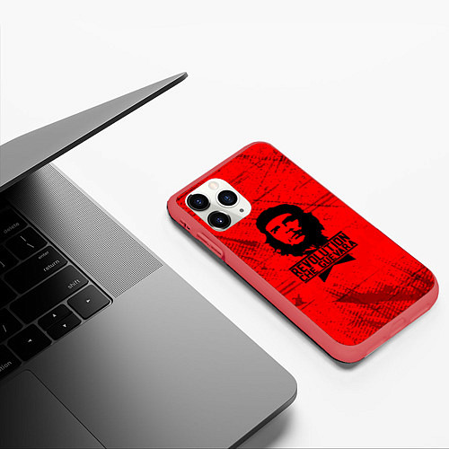 Чехол iPhone 11 Pro матовый Че Гевара - на красном фоне / 3D-Красный – фото 3