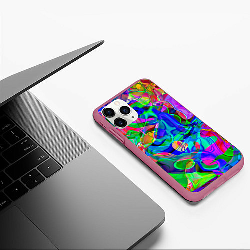 Чехол iPhone 11 Pro матовый REFRACTION OF COLORS / 3D-Малиновый – фото 3