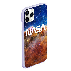 Чехол iPhone 11 Pro матовый Лого NASA и Туманность Киля, цвет: 3D-светло-сиреневый — фото 2