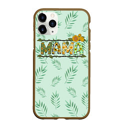 Чехол iPhone 11 Pro матовый МАМА - цветочные буквы, цвет: 3D-коричневый