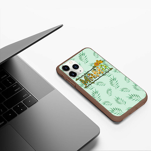 Чехол iPhone 11 Pro матовый МАМА - цветочные буквы / 3D-Коричневый – фото 3