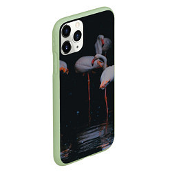Чехол iPhone 11 Pro матовый Фламинго - вода, цвет: 3D-салатовый — фото 2