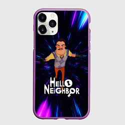 Чехол iPhone 11 Pro матовый Hello Neighbor Привет сосед Бегущий сосед, цвет: 3D-фиолетовый