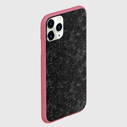 Чехол iPhone 11 Pro матовый Black marble Черный мрамор, цвет: 3D-малиновый — фото 2