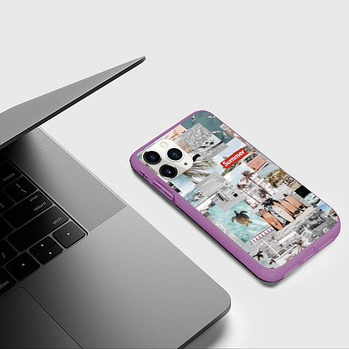 Чехол iPhone 11 Pro матовый Aloha surfing / 3D-Фиолетовый – фото 3