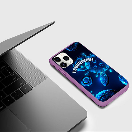 Чехол iPhone 11 Pro матовый Я выжил! / 3D-Фиолетовый – фото 3