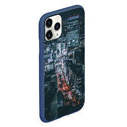 Чехол iPhone 11 Pro матовый Ночные улицы города с высоты - Белый, цвет: 3D-тёмно-синий — фото 2