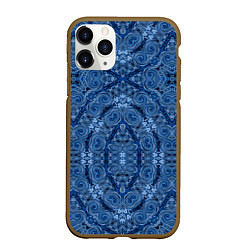Чехол iPhone 11 Pro матовый Gray blue ethnic arabic ornament, цвет: 3D-коричневый