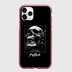 Чехол iPhone 11 Pro матовый Skull with inscriptions, цвет: 3D-малиновый