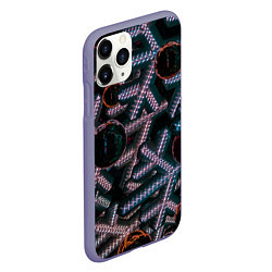 Чехол iPhone 11 Pro матовый Абстрактные металлические фигуры - Сиреневый, цвет: 3D-серый — фото 2