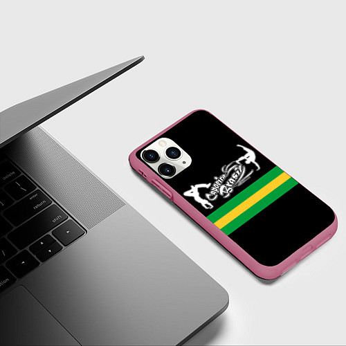 Чехол iPhone 11 Pro матовый Капоэйра / 3D-Малиновый – фото 3