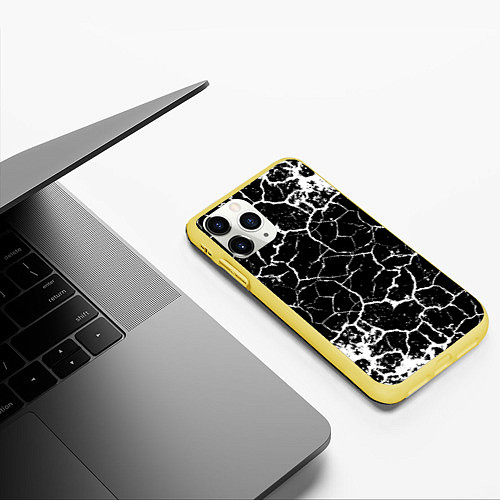 Чехол iPhone 11 Pro матовый Белая Лава / 3D-Желтый – фото 3