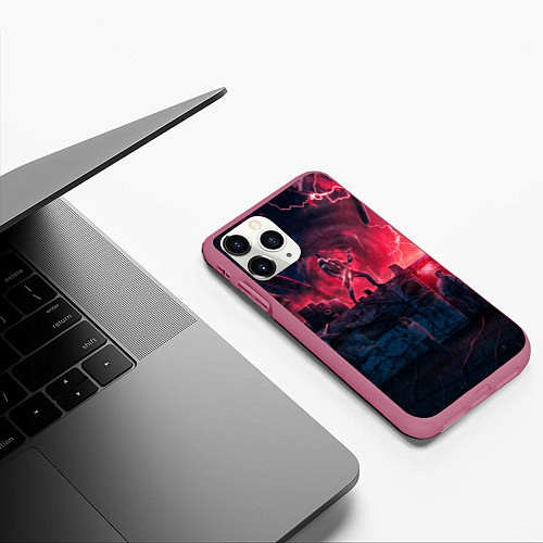 Чехол iPhone 11 Pro матовый Очень странные дела 4: Vecna season / 3D-Малиновый – фото 3