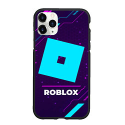 Чехол iPhone 11 Pro матовый Символ Roblox в неоновых цветах на темном фоне, цвет: 3D-черный