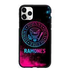 Чехол iPhone 11 Pro матовый Ramones Neon Gradient, цвет: 3D-черный