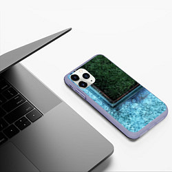 Чехол iPhone 11 Pro матовый Абстрактные лёд и трава - Синезелёный, цвет: 3D-светло-сиреневый — фото 2